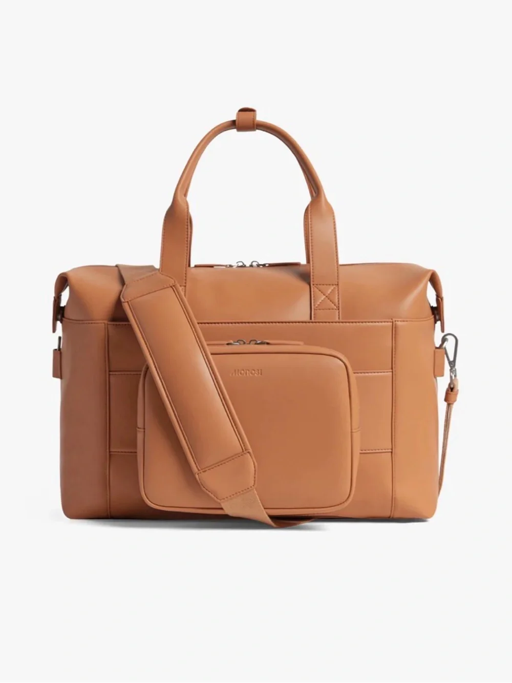 Monos Metro Tan Vegan Leather Duffel with Folio Case